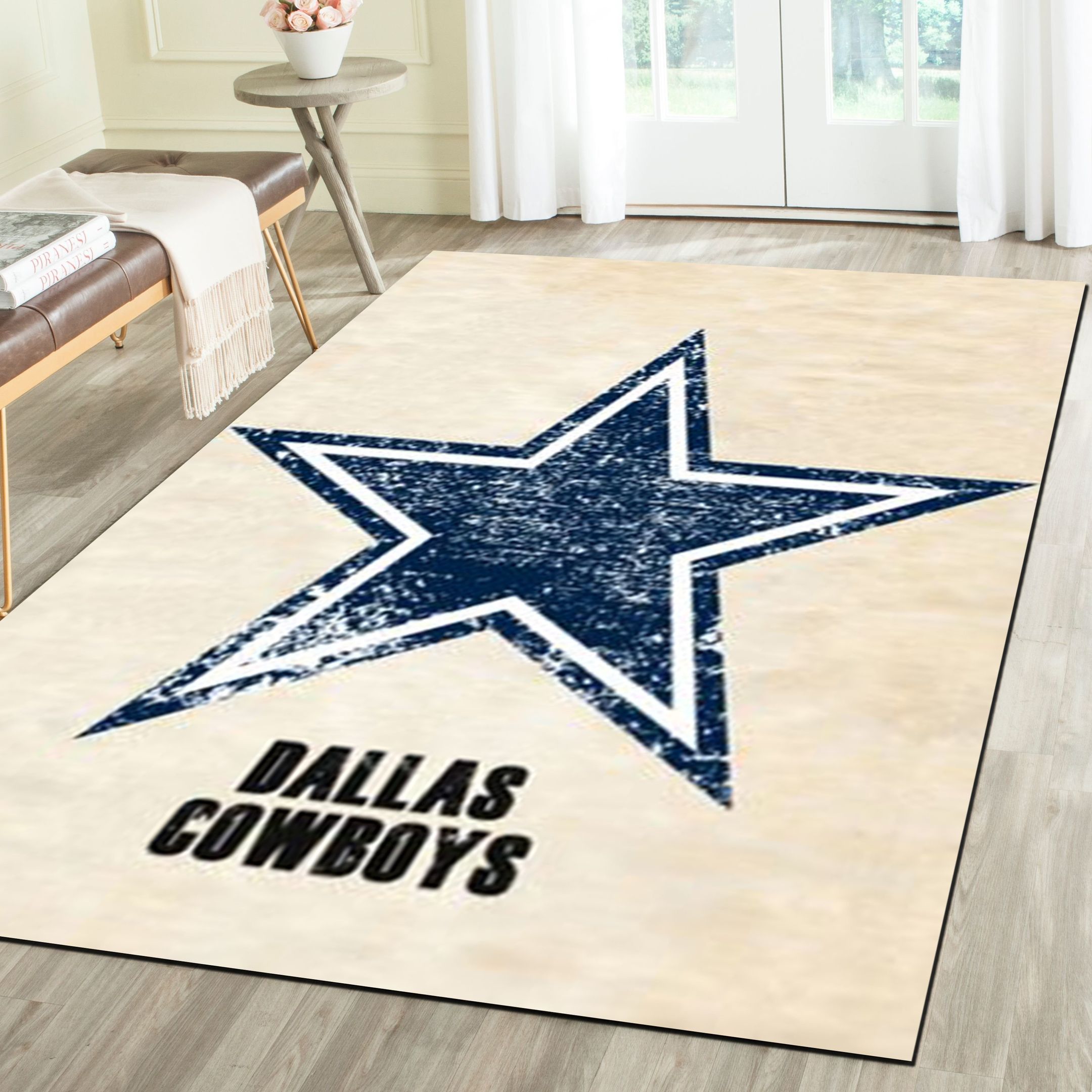 Dallas Cowboys Logo Area Rug, Football Team Living Room Carpet, Sports Floor Mat Home Decor