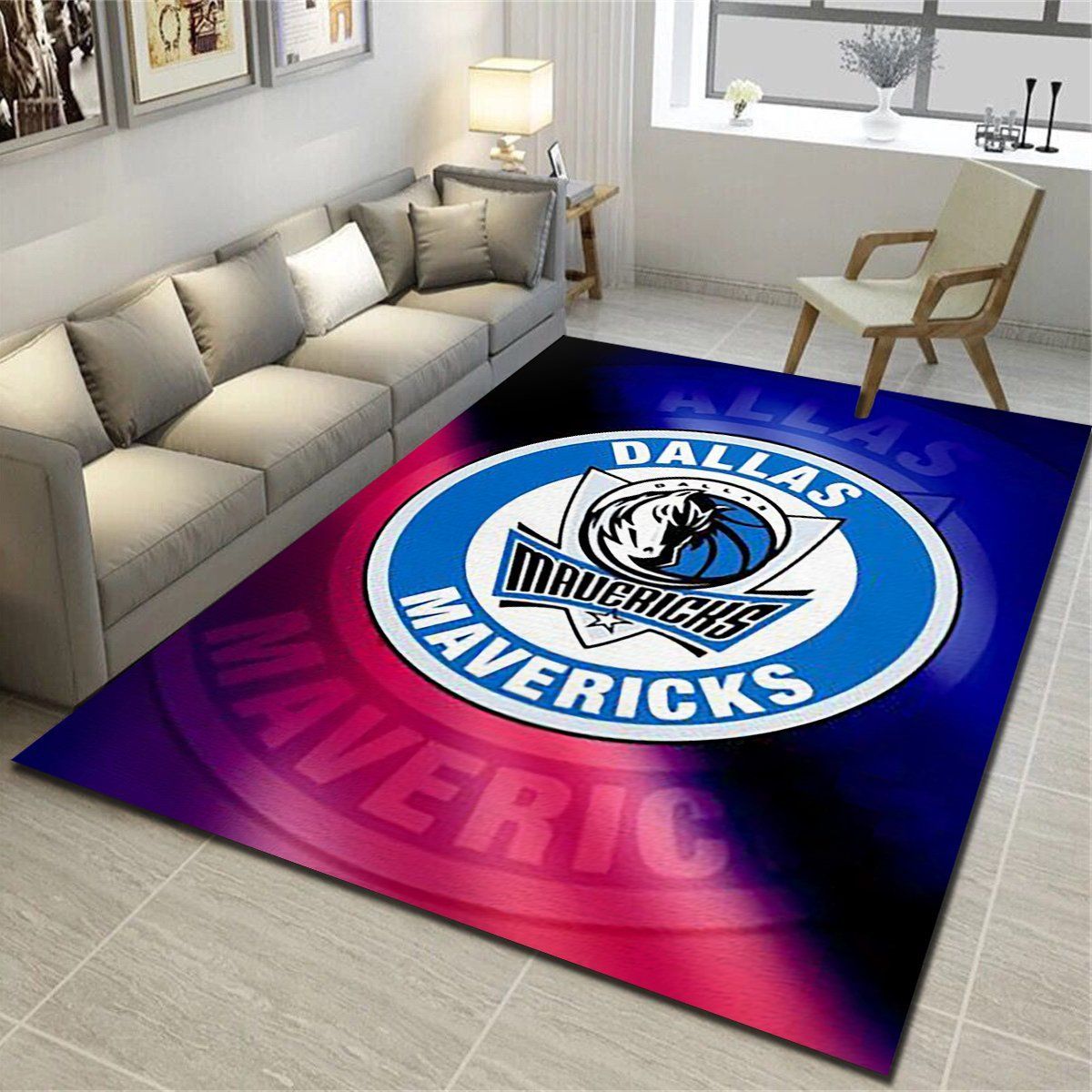 Dallas Mavericks Logo Area Rug, Basketball Team Living Room Bedroom Carpet, Fan Cave Floor Mat