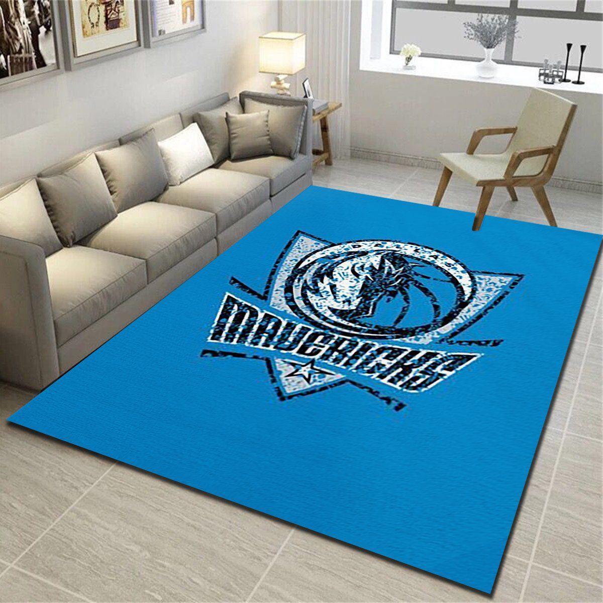 Dallas Mavericks Area Rug, Basketball Team Living Room Bedroom Carpet, Sports Floor Mat Home Decor