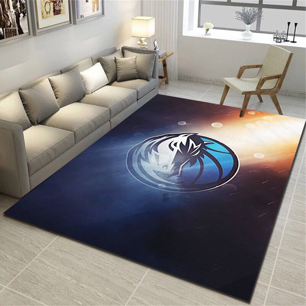 Dallas Mavericks Area Rug, Basketball Team Living Room Carpet, Man Cave Floor Mat