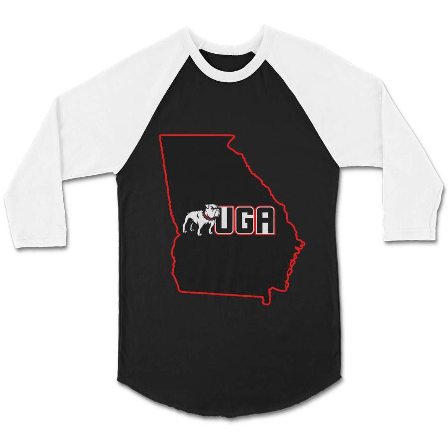 Georgia Dawgs Uga Bulldogs Graphic CPY Unisex 3/4 Sleeve Baseball Tee T-Shirt