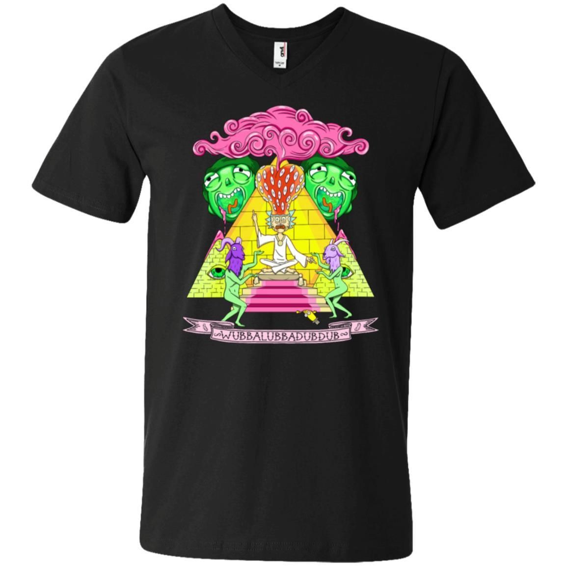 Rick And Morty Pyramid With Catchphrase Men V-Neck T-Shirt