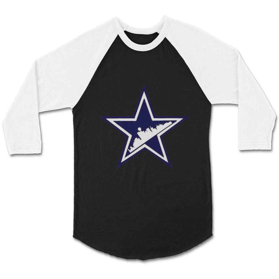 Dallas Cowboys Skyline Players Roster Unisex 3/4 Sleeve Baseball Tee T-Shirt