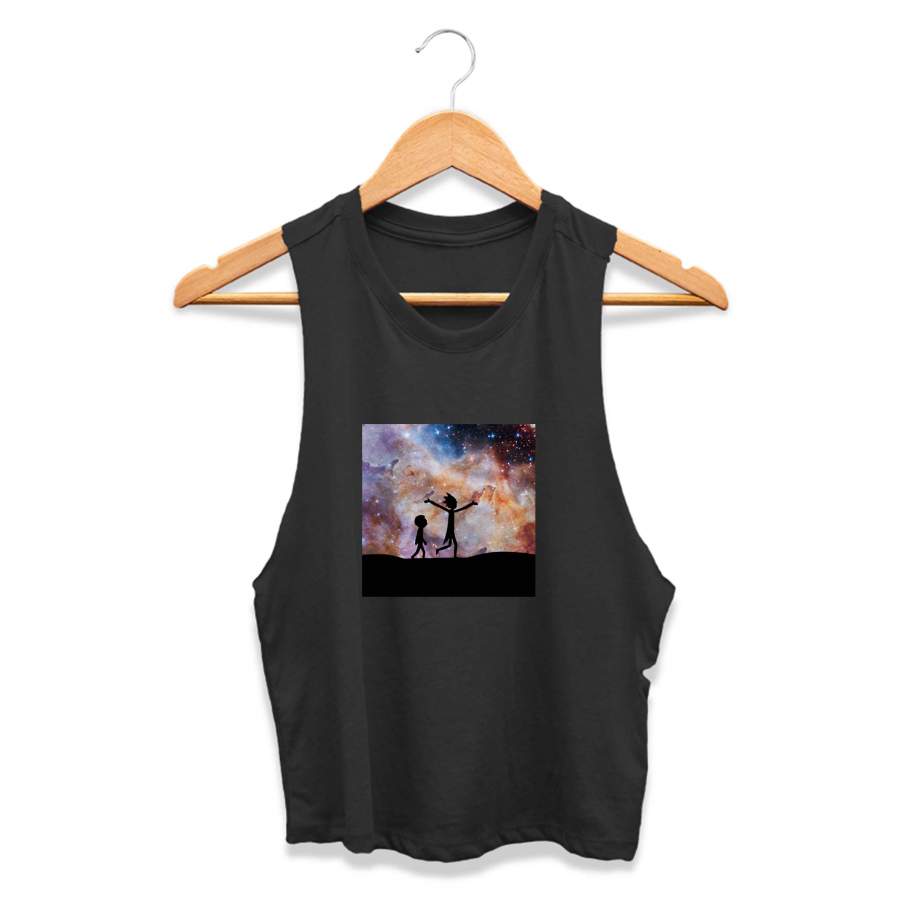 Rick And Morty In Space Hubble Galaxy Stars Geek Gift CPY Womans Crop Tanktop Tee