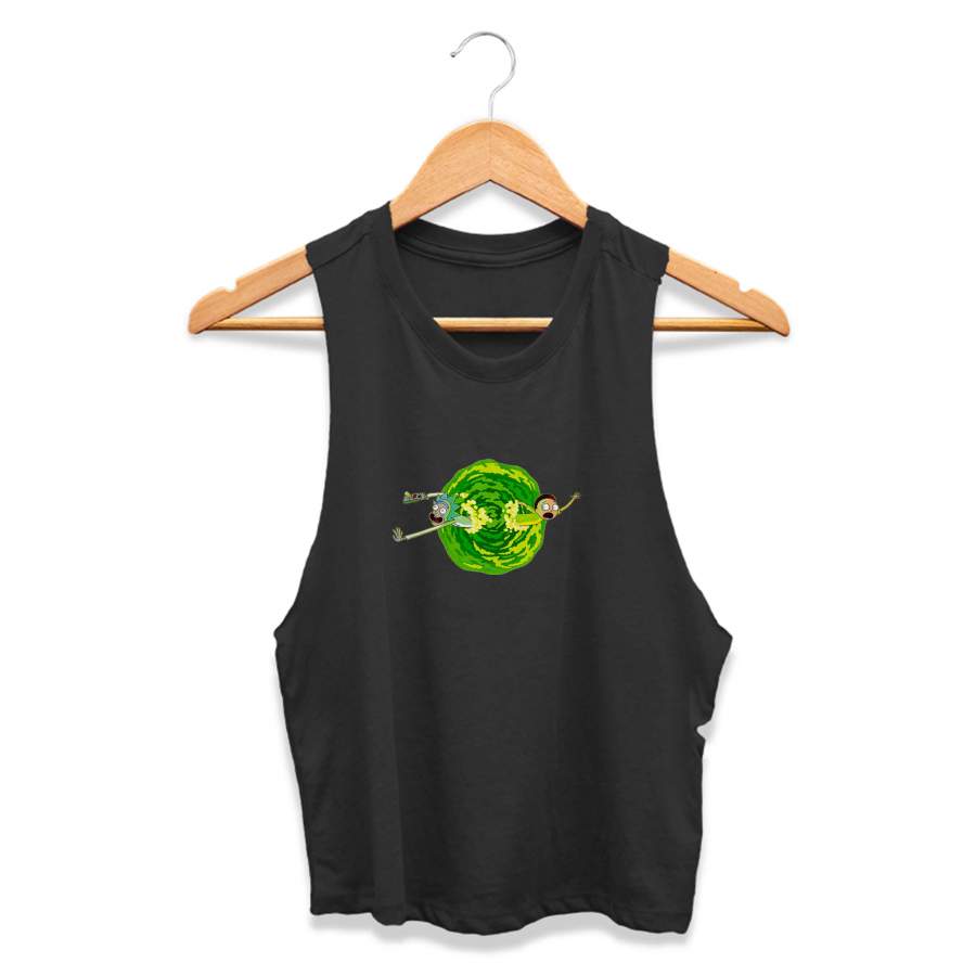 Rick And Morty Portal Cartoon Virtual Comedy Funny CPY Womans Crop Tanktop Tee