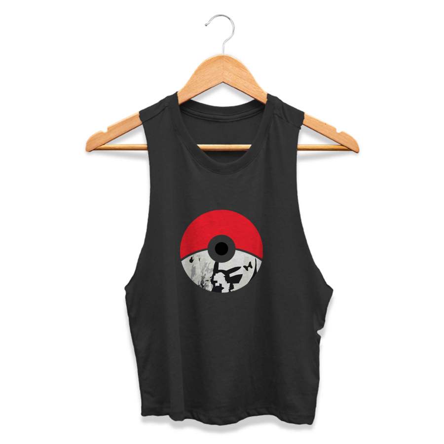 Pokeball Pikachu Pokemon Go Retro CPY Womans Crop Tanktop Tee