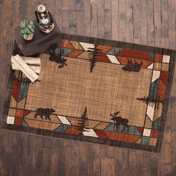 Bear Hunting Rustic Home Decor Rectangle Area Rug