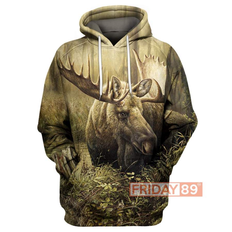 Beauty Moose Hunting Art 3D Print Hoodie T-shirt Tank Sweater