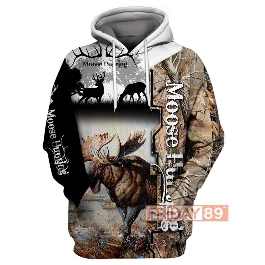 Moose Hunting All Over Print Hoodie