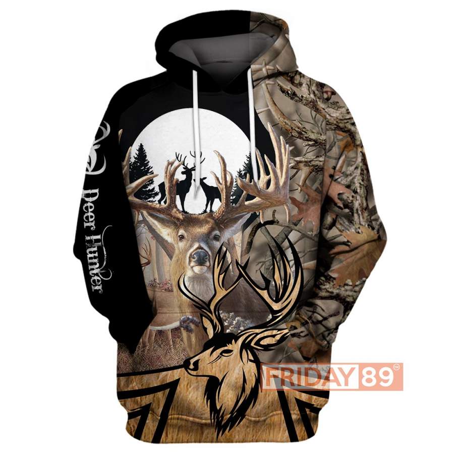 Deer Hunting Deers Shadow Forest Art All Over Print Hoodie