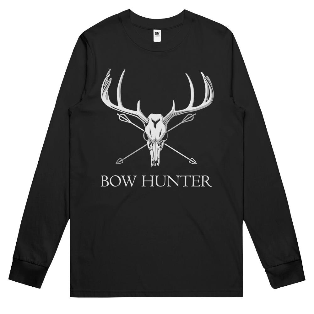 Bowhunter Deer Skull Minimalist Hunting Long Sleeve T Shirts