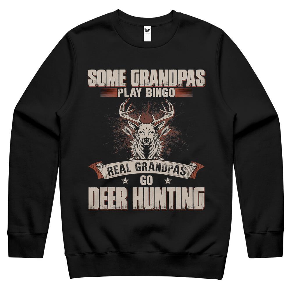 Mens Some Grandpas Play Bingo Real Grandpas Go Deer Hunting Crewneck Sweatshirt