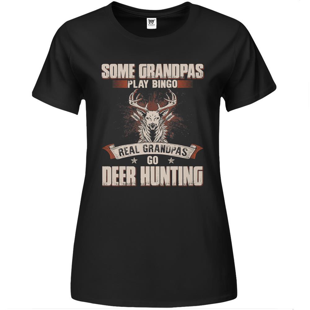 Mens Some Grandpas Play Bingo Real Grandpas Go Deer Hunting Premium Womens T Shirts