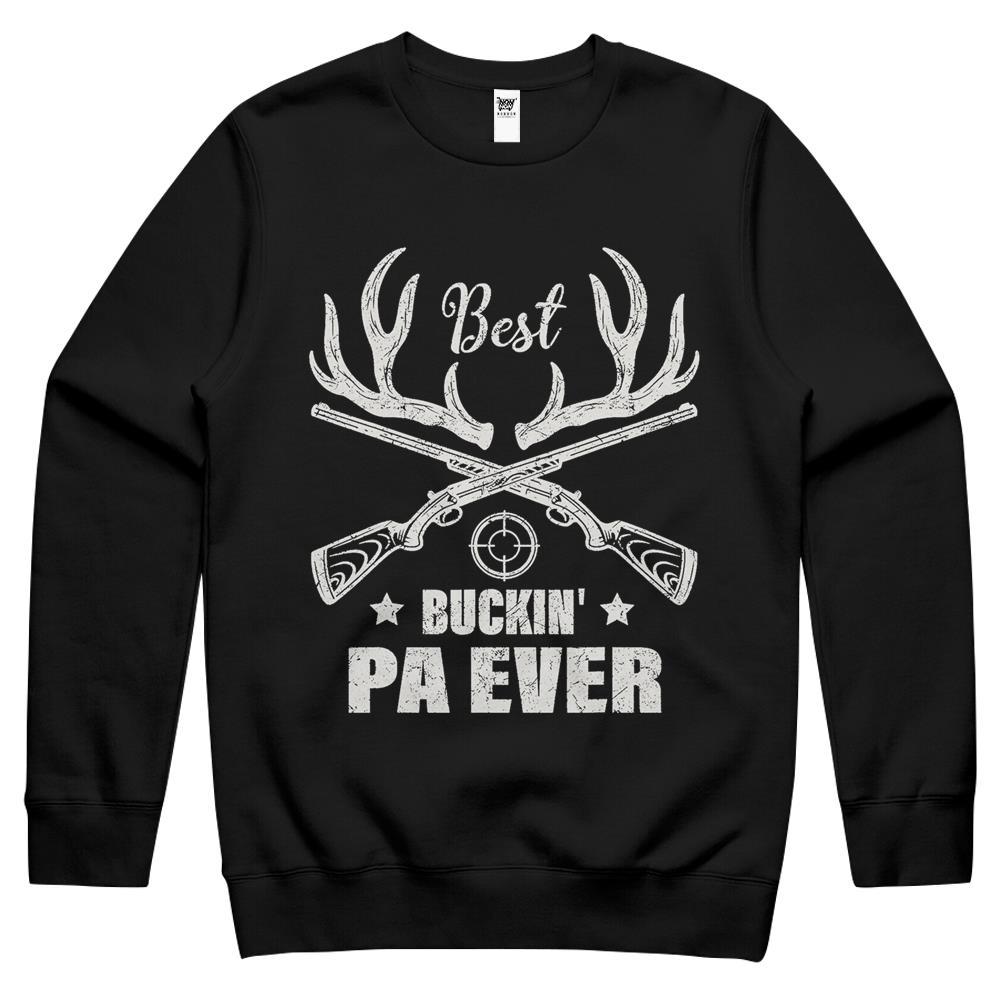 Mens Best Buckin’ Pa Ever Deer Hunters Hunting Father’s Day Crewneck Sweatshirt