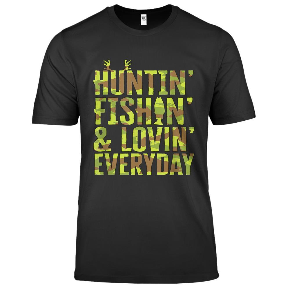 Hunting Fishing Loving Every Day For Dad, Fathers Day Camo Premium T Shirts