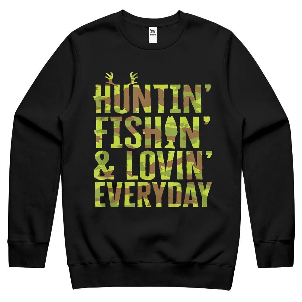 Hunting Fishing Loving Every Day For Dad, Fathers Day Camo Crewneck Sweatshirt