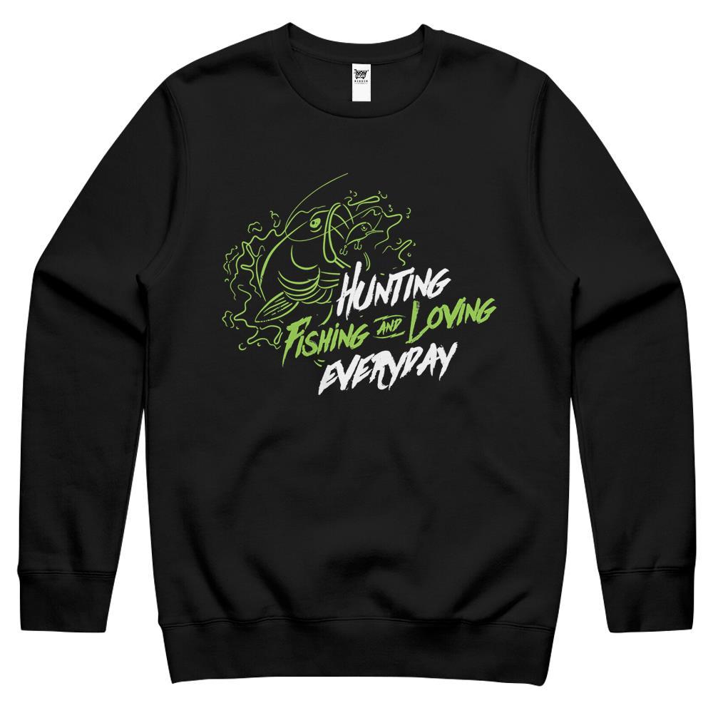 Hunting Fishing And Loving Everyday Large Mouth Bass Crewneck Sweatshirt