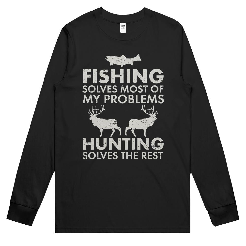 Funny Fishing And Hunting Gift Christmas Humor Hunter Cool Long Sleeve T Shirts