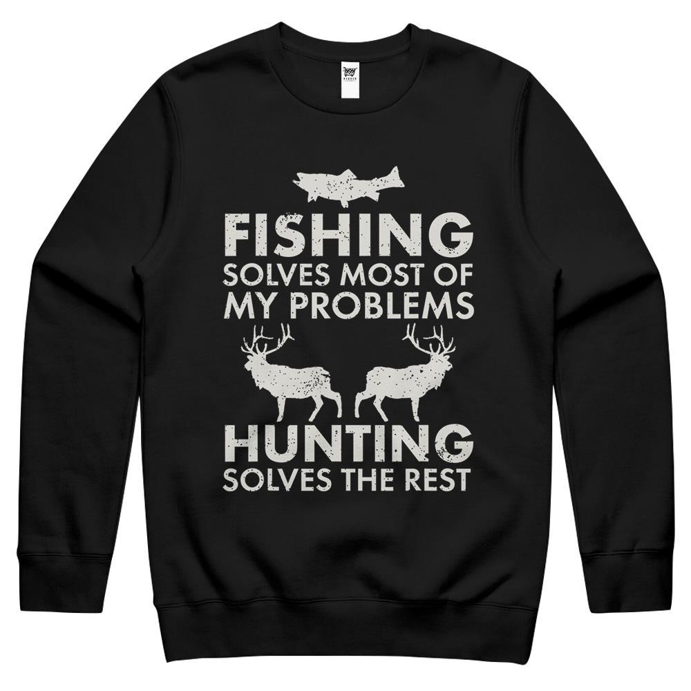 Funny Fishing And Hunting Gift Christmas Humor Hunter Cool Crewneck Sweatshirt