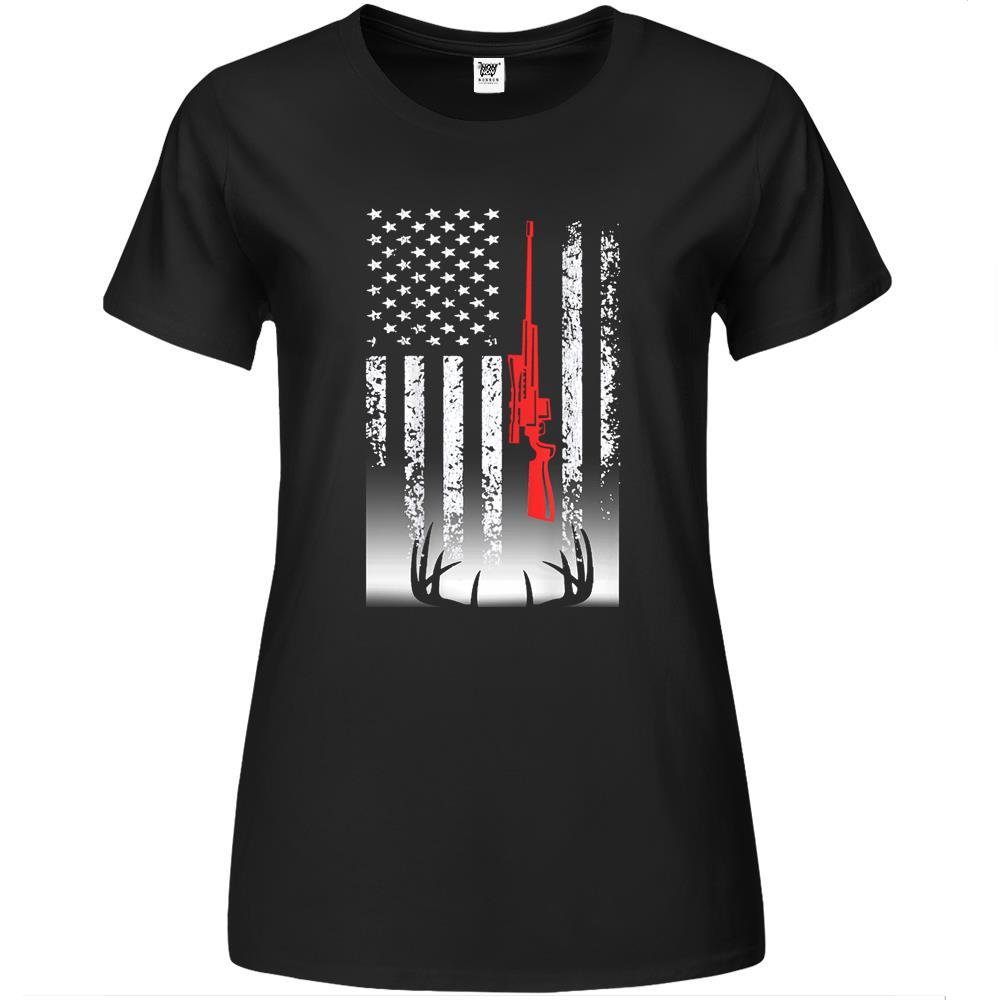 Deer Hunting American Flag Hunter Father’s Day Premium Womens Tshirts