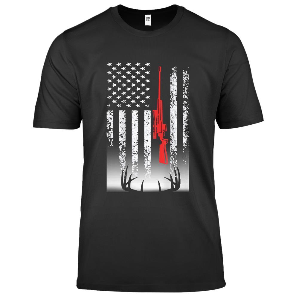 Deer Hunting American Flag Hunter Father’s Day Premium T Shirts