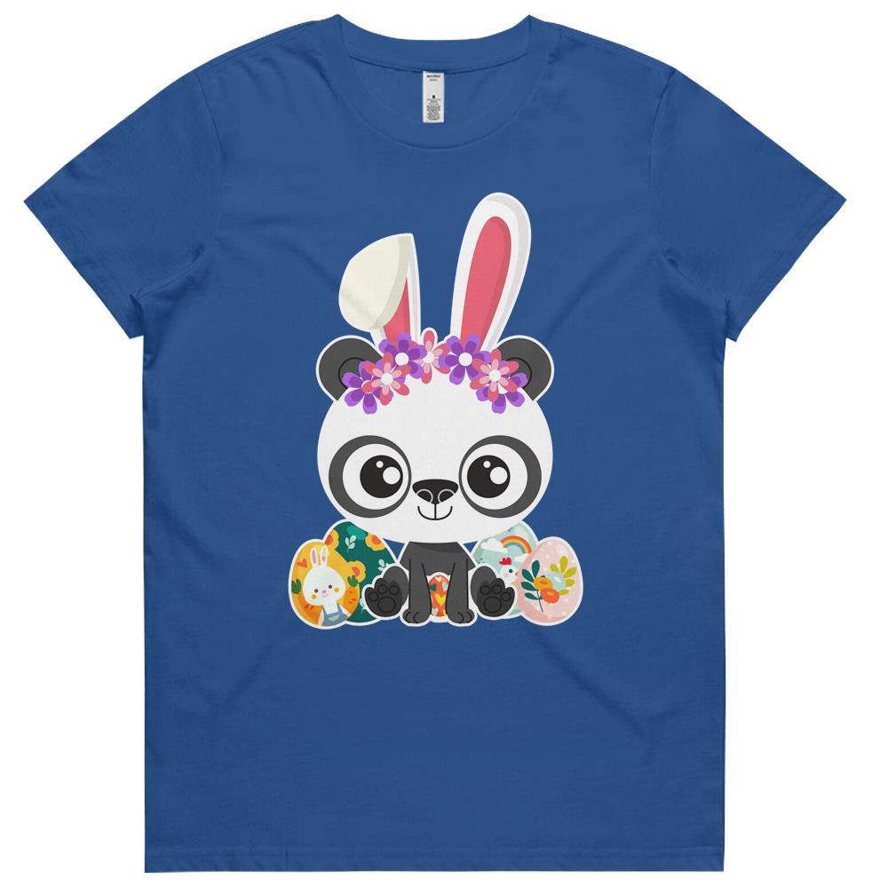 Cute Easter Panda Bunny Eggs Hunting Womens Tshirts