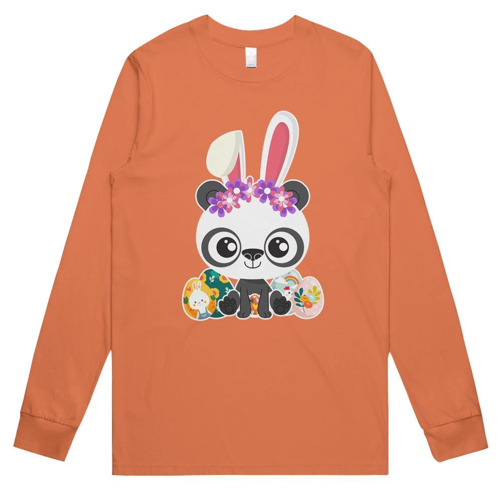 Cute Easter Panda Bunny Eggs Hunting Long Sleeve T Shirts