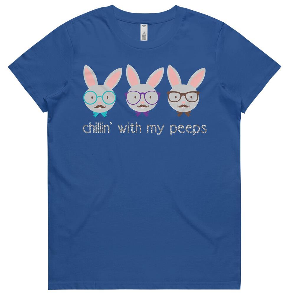 Chillin With My Peeps Bunny Rabbit Easter Day Eggs Hunting Womens Tshirts