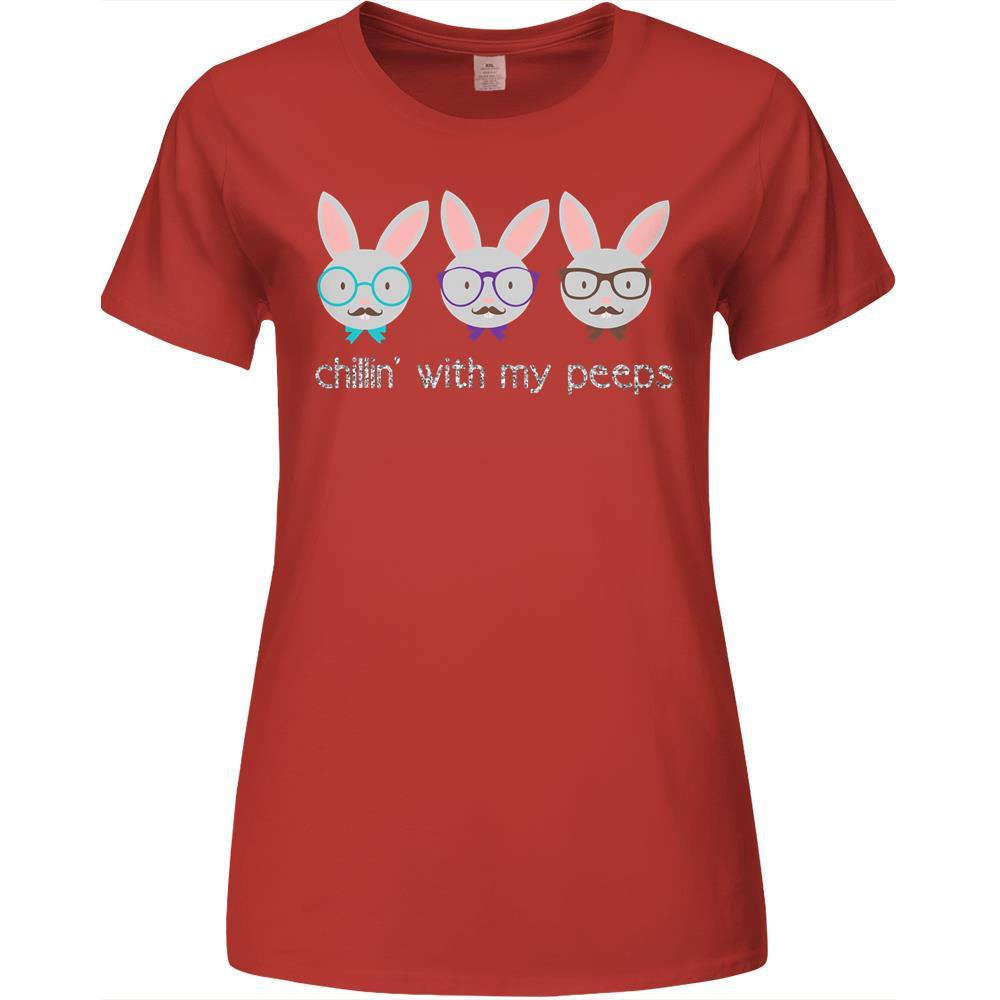 Chillin With My Peeps Bunny Rabbit Easter Day Eggs Hunting Premium Womens Tshirts