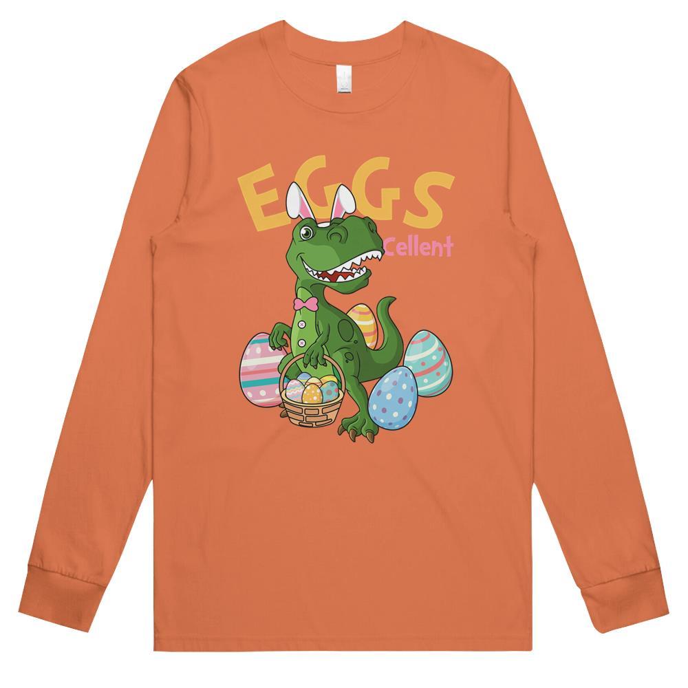 Bunny T Rex Dinosaur Eggcellent Egg Hunting Happy Easter 2021 Long Sleeve T Shirts