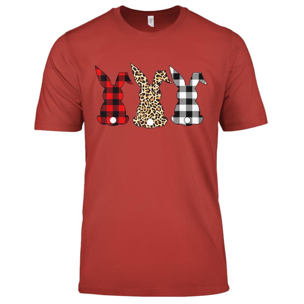 Bunny Rabbit Leopard Buffalo Plaid Easter Hunting Funny Gift Premium T Shirts