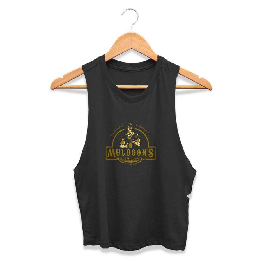 Jurassic Park Robert Muldoons Big Game Hunting CPY Womans Crop Tanktop Tee