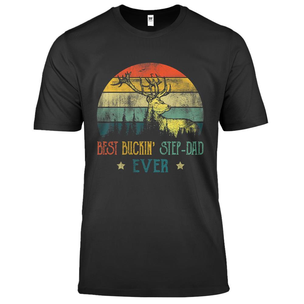 Best Buckin’ Step Dad Ever Shirt Deer Hunting Bucking Father Premium T Shirts