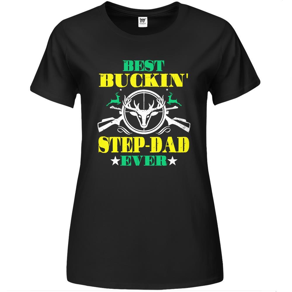 Best Buckin’ Step Dad Ever Deer Hunting Lover Father’s Day Premium Womens Tshirts