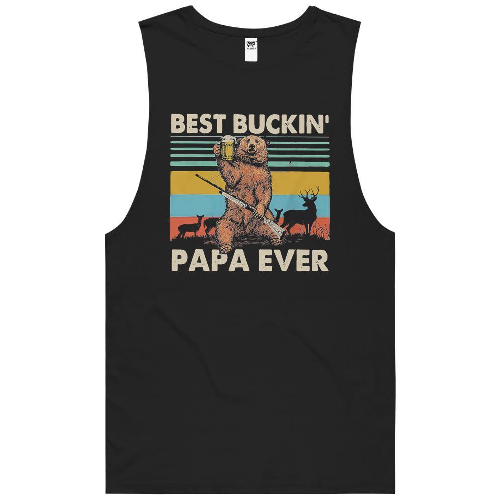 Best Buckin’ Papa Ever Bear Hunting Bucking Fathers Day Tank Top