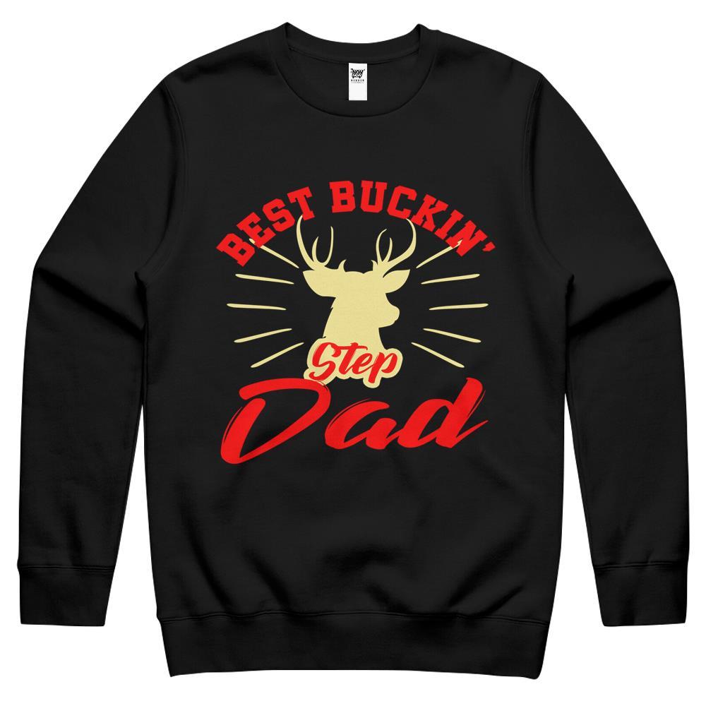 Best Buckin Step Dad Stepfather Fathers Day Gift Hunting Crewneck Sweatshirt