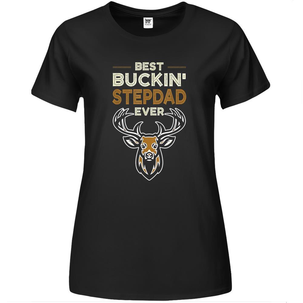 Best Buckin Step Dad Ever Deer Hunting Father Day Gift Shirt Premium Womens Tshirts