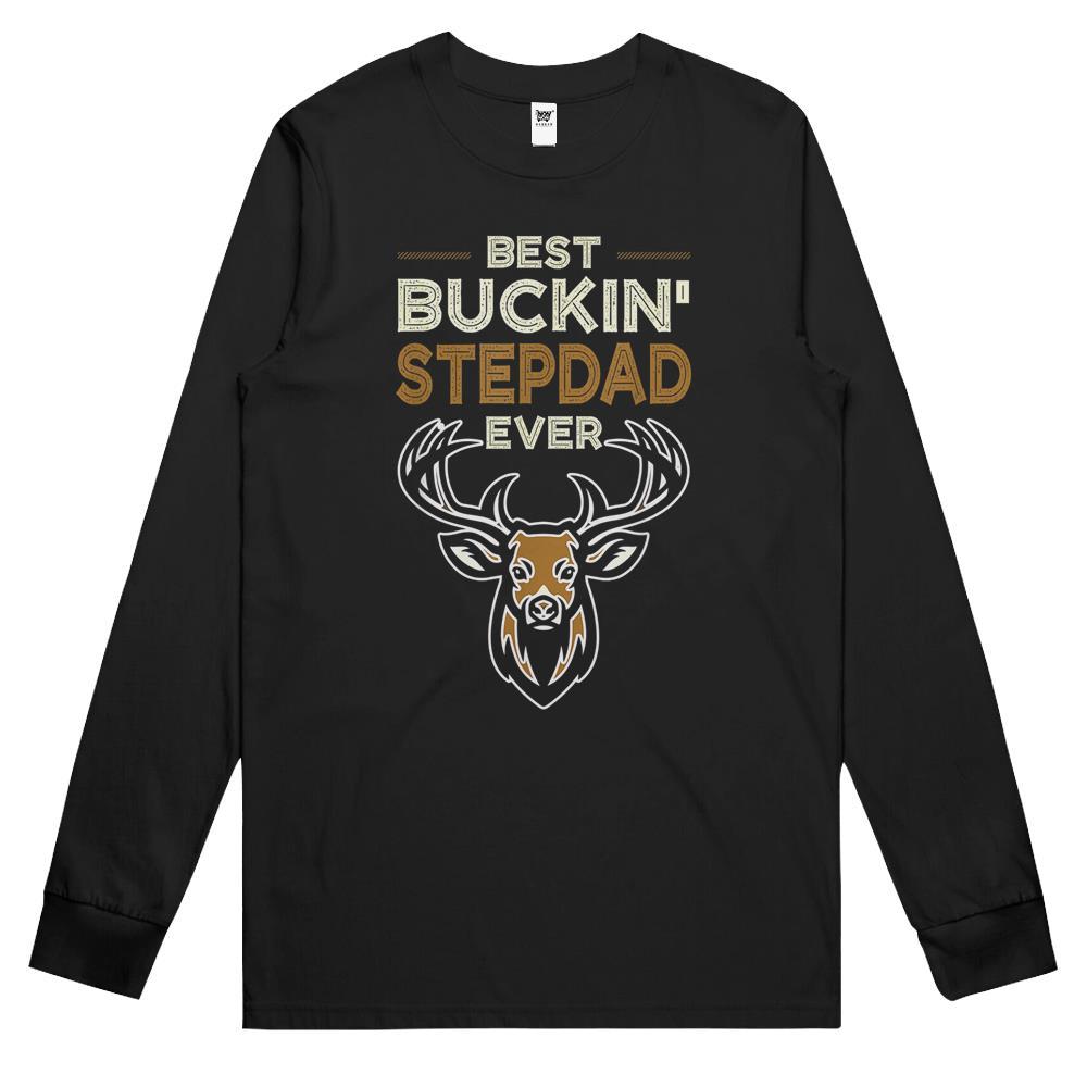 Best Buckin Step Dad Ever Deer Hunting Father Day Gift Shirt Long Sleeve T Shirts