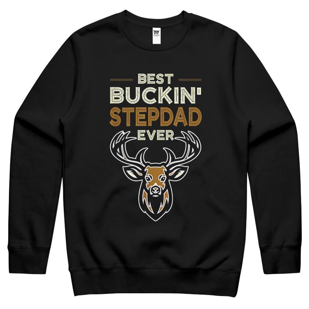 Best Buckin Step Dad Ever Deer Hunting Father Day Gift Shirt Crewneck Sweatshirt