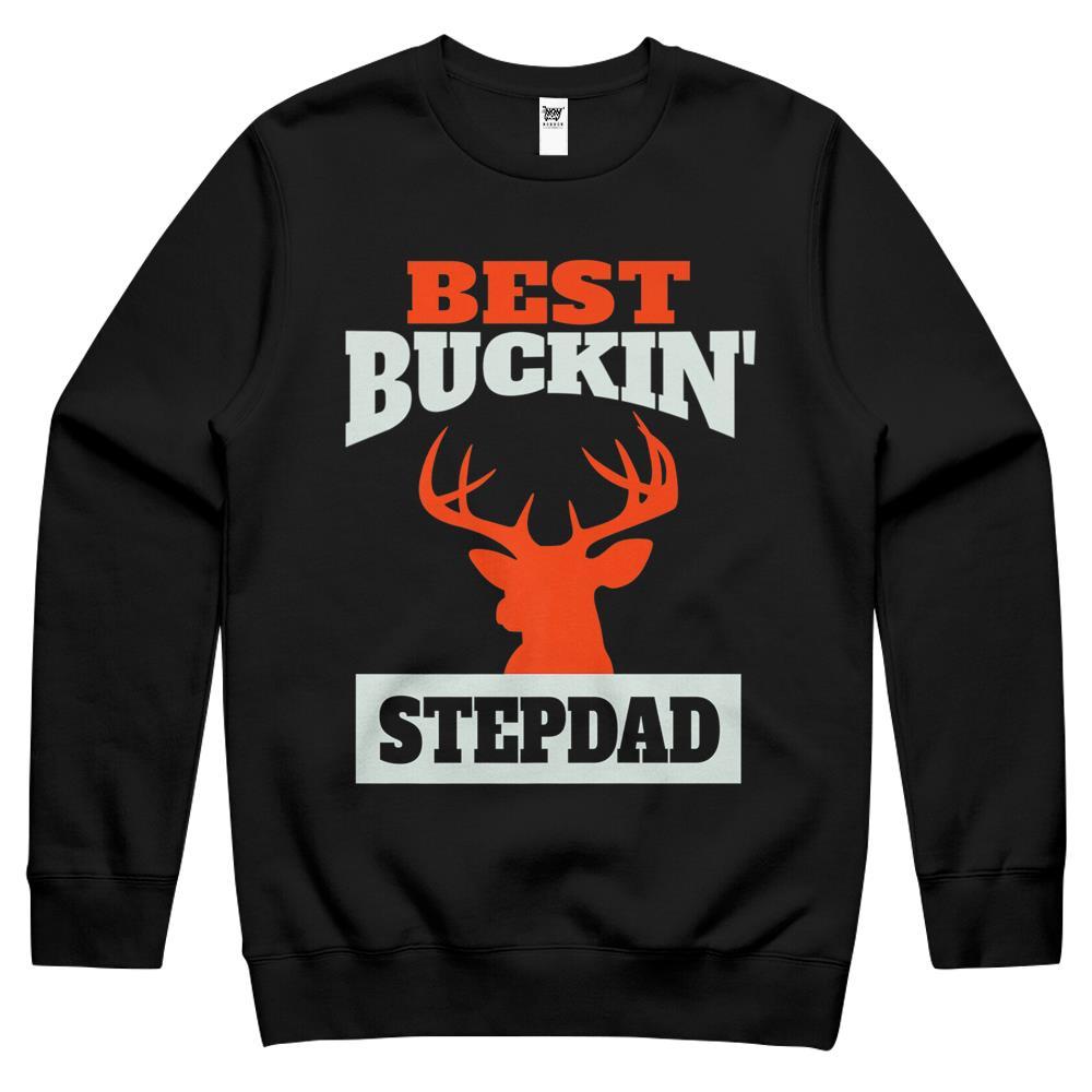 Best Buckin Step Dad Deer Hunting Step Dad Crewneck Sweatshirt