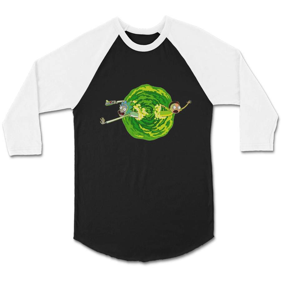 Rick And Morty Portal Cartoon Virtual Comedy Funny CPY Unisex 3/4 Sleeve Baseball Tee T-Shirt