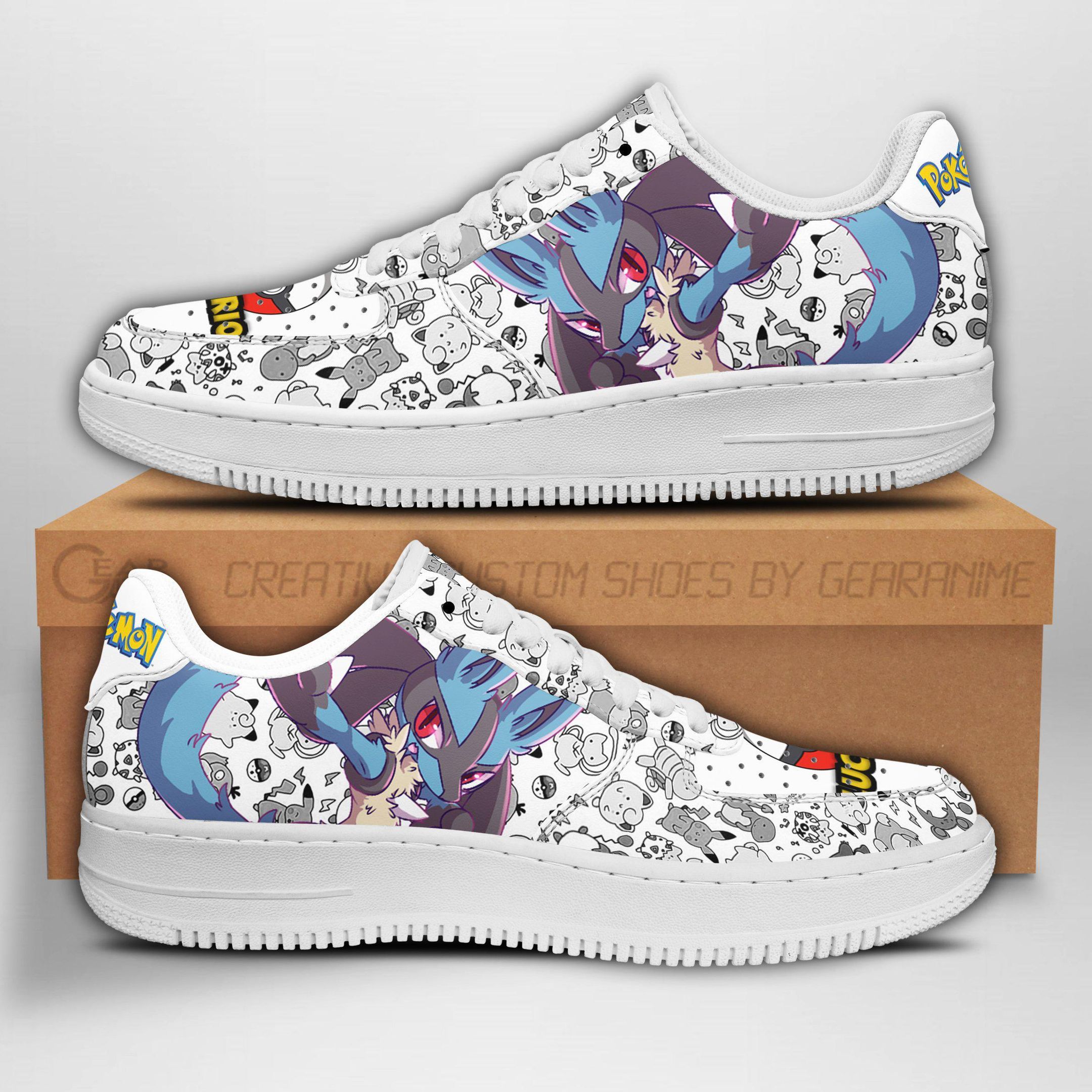 Lucario Pokemon Idea Air Force Shoes Sneakers Custom Anime