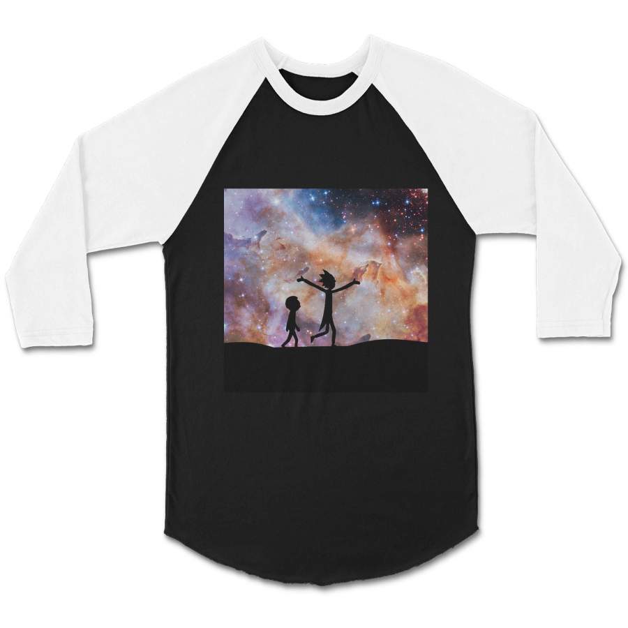 Rick And Morty In Space Hubble Galaxy Stars Geek Gift CPY Unisex 3/4 Sleeve Baseball Tee T-Shirt