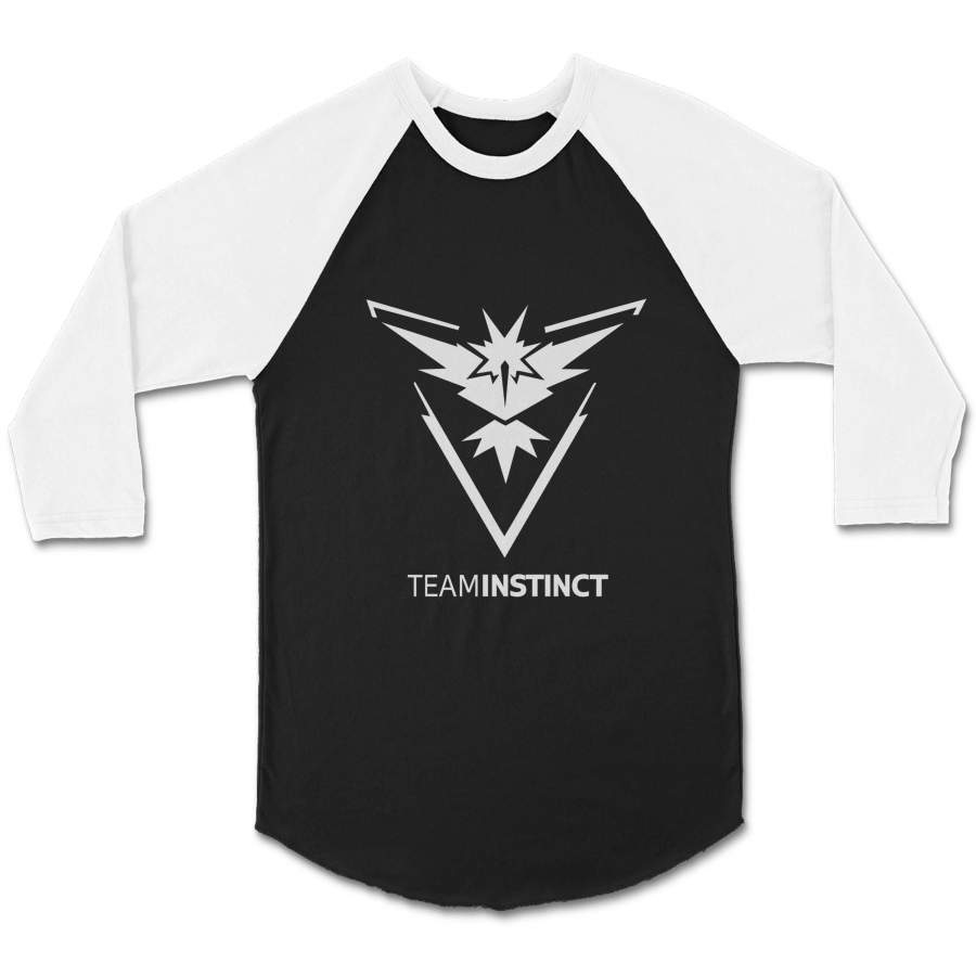 Pokemon Go Men Team Instinct GTT Unisex 3/4 Sleeve Baseball Tee T-Shirt