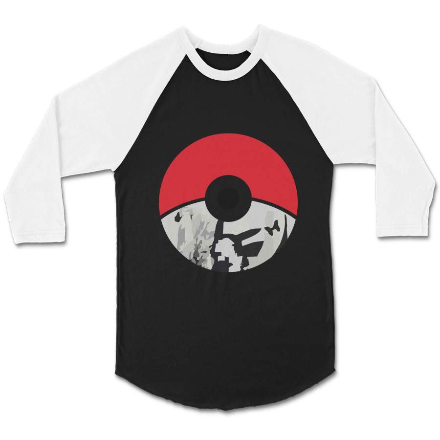 Pokeball Pikachu Pokemon Go Retro CPY Unisex 3/4 Sleeve Baseball Tee T-Shirt