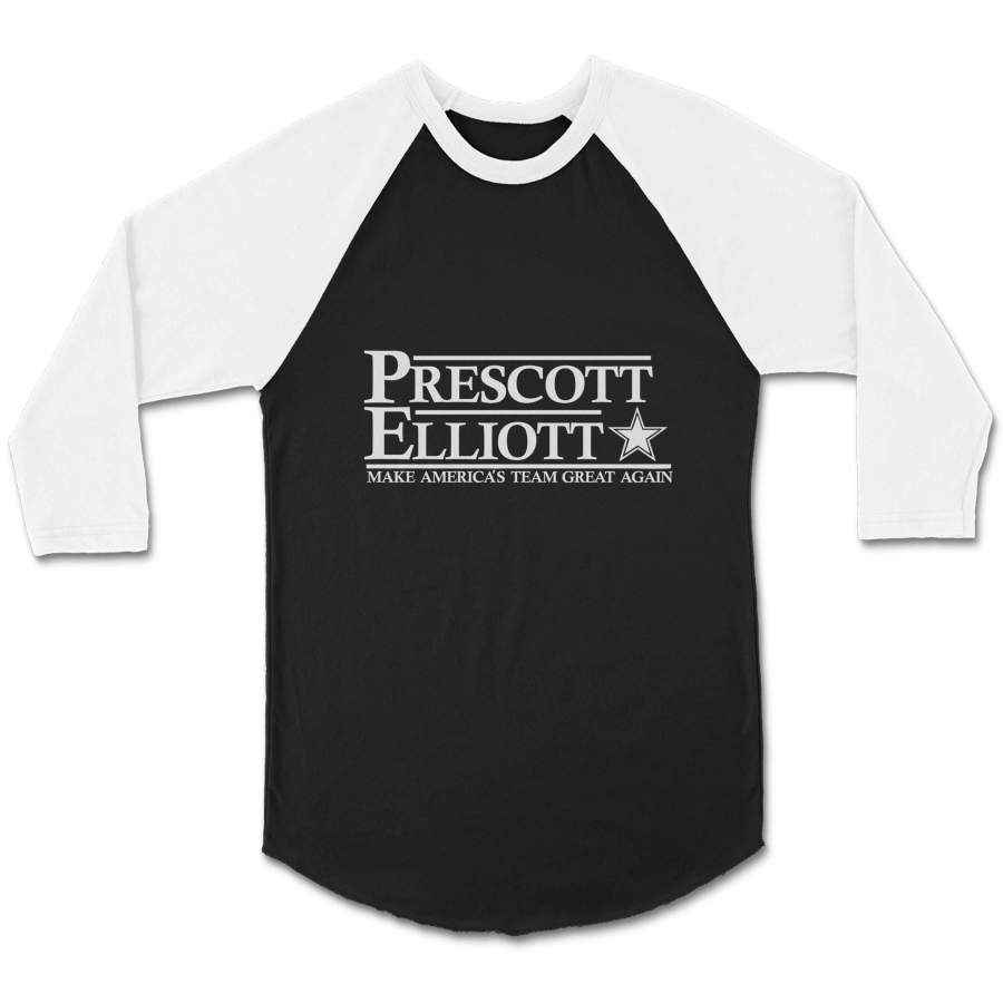 Prescott Elliott Make America’s Team Great Again Dallas Cowboys GTT Unisex 3/4 Sleeve Baseball Tee T-Shirt