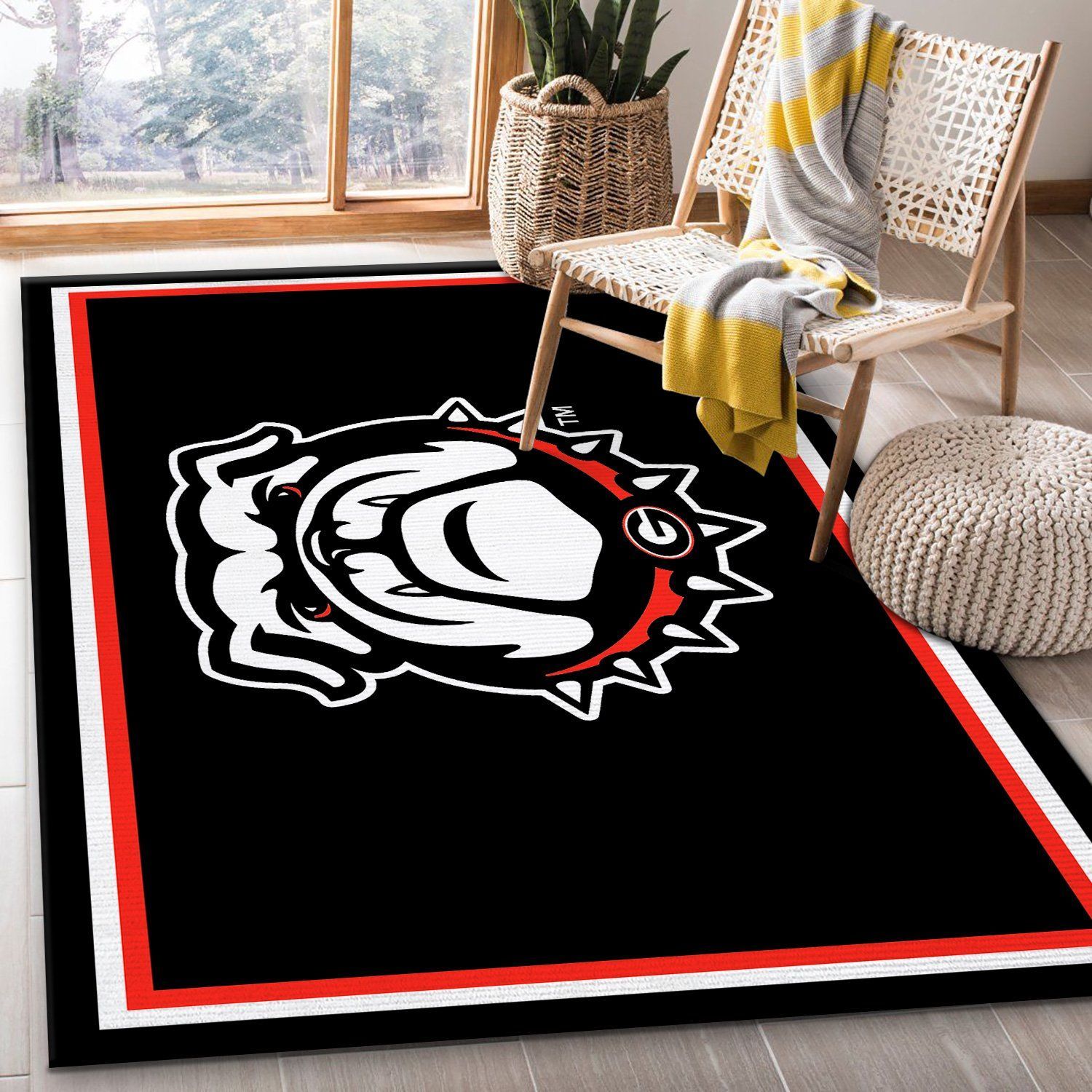 Georgia Black New Bulldog Area Rugs Living Room Carpet FN261203 Local Brands Floor Decor The US Decor