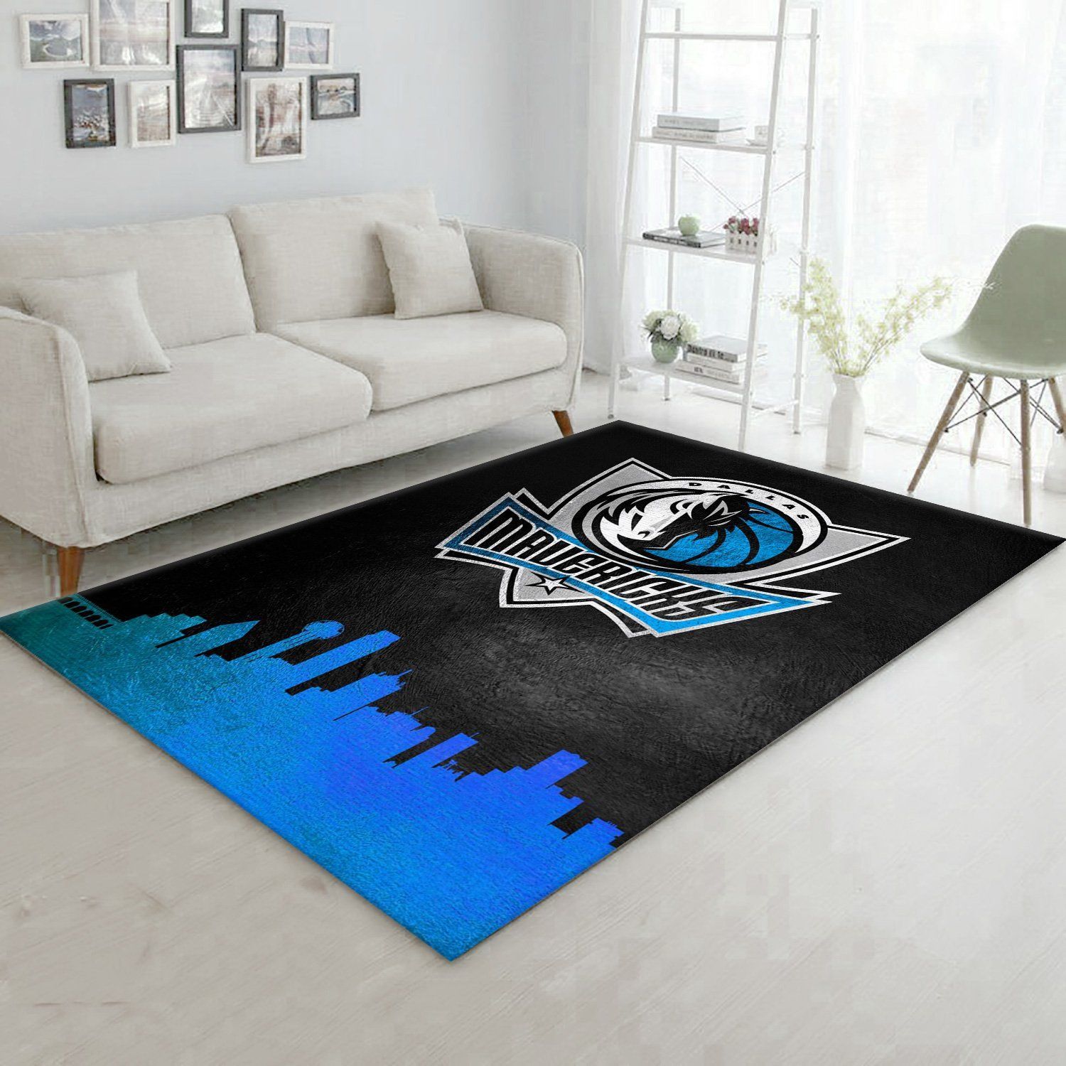 Dallas Mavericks Skyline Area Rug, Living Room Rug, Family Gift US Decor