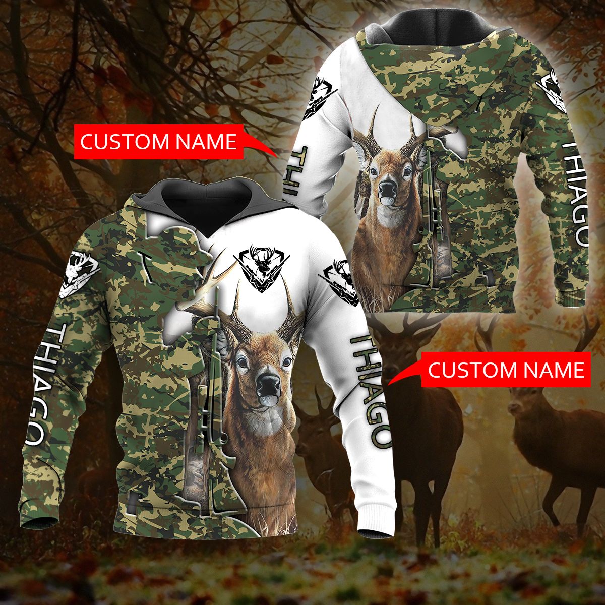 Deer Hunting QQ01 Personalized Name 3D All Over Printed Shirts