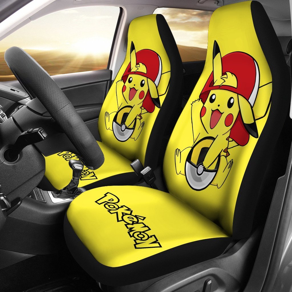 Happy Pikachu Pokemon Anime Fan Gift Car Seat Cover